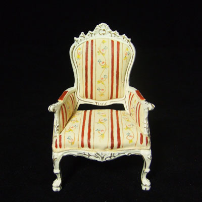 8037-03,1" Scale White and REd Stripe Armchair Hand-painted